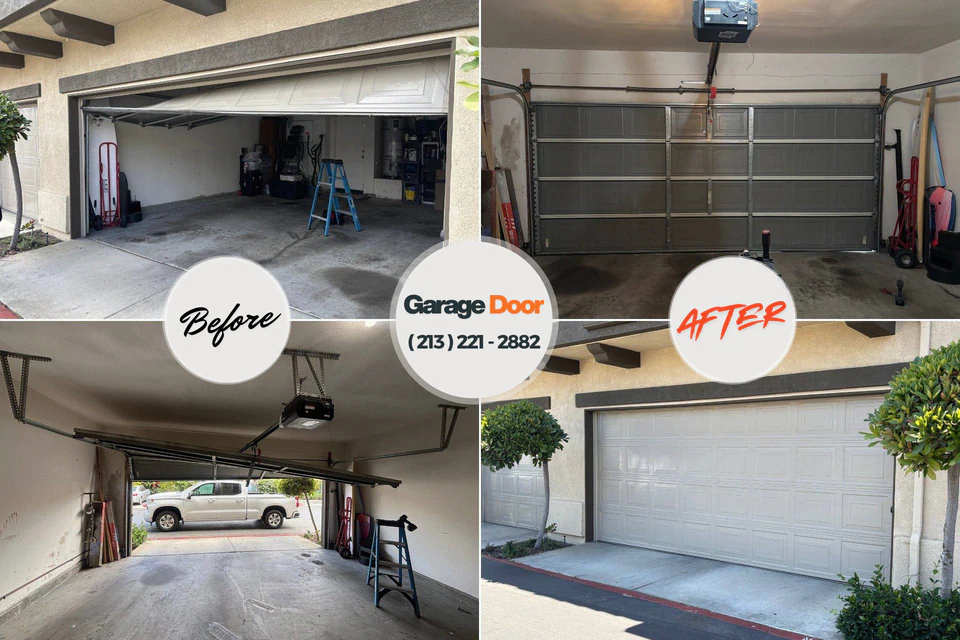Before and after: garage door installation Selmer, TN